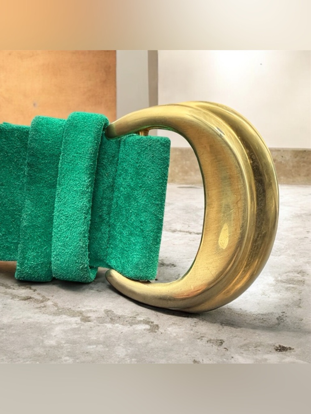 Accessories by Pearl Brass and Suede Wide Belt in Emerald Green - Picture 2 of 10